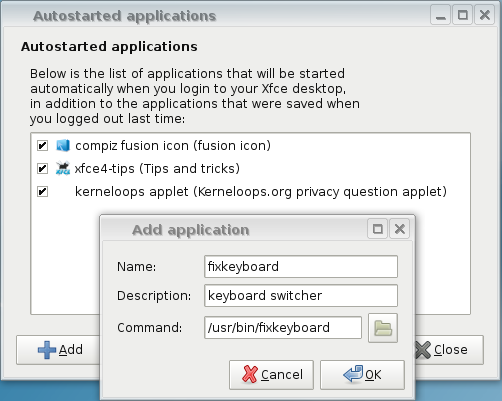 Add application on Autostarted Applications